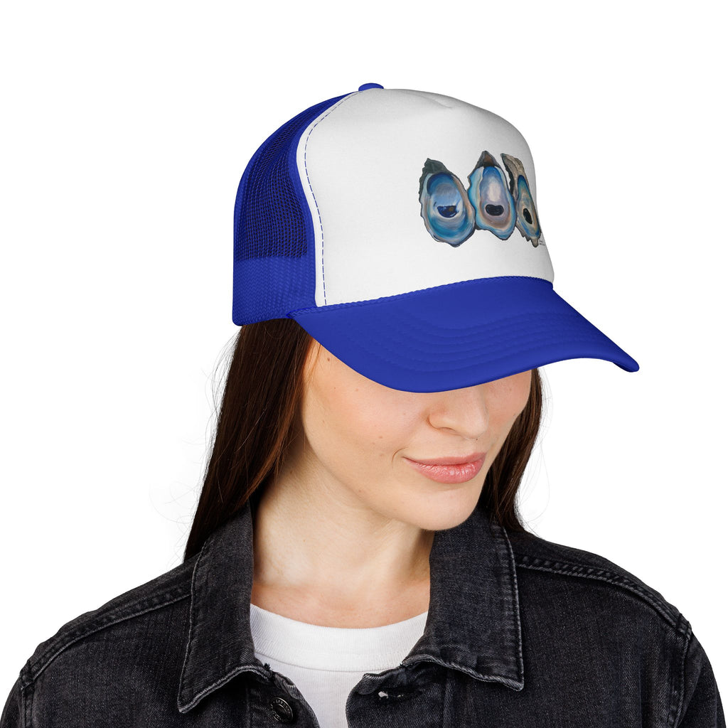 Oyster Shell Trucker Hat – Coastal Beachy Cap for Seafood Lovers