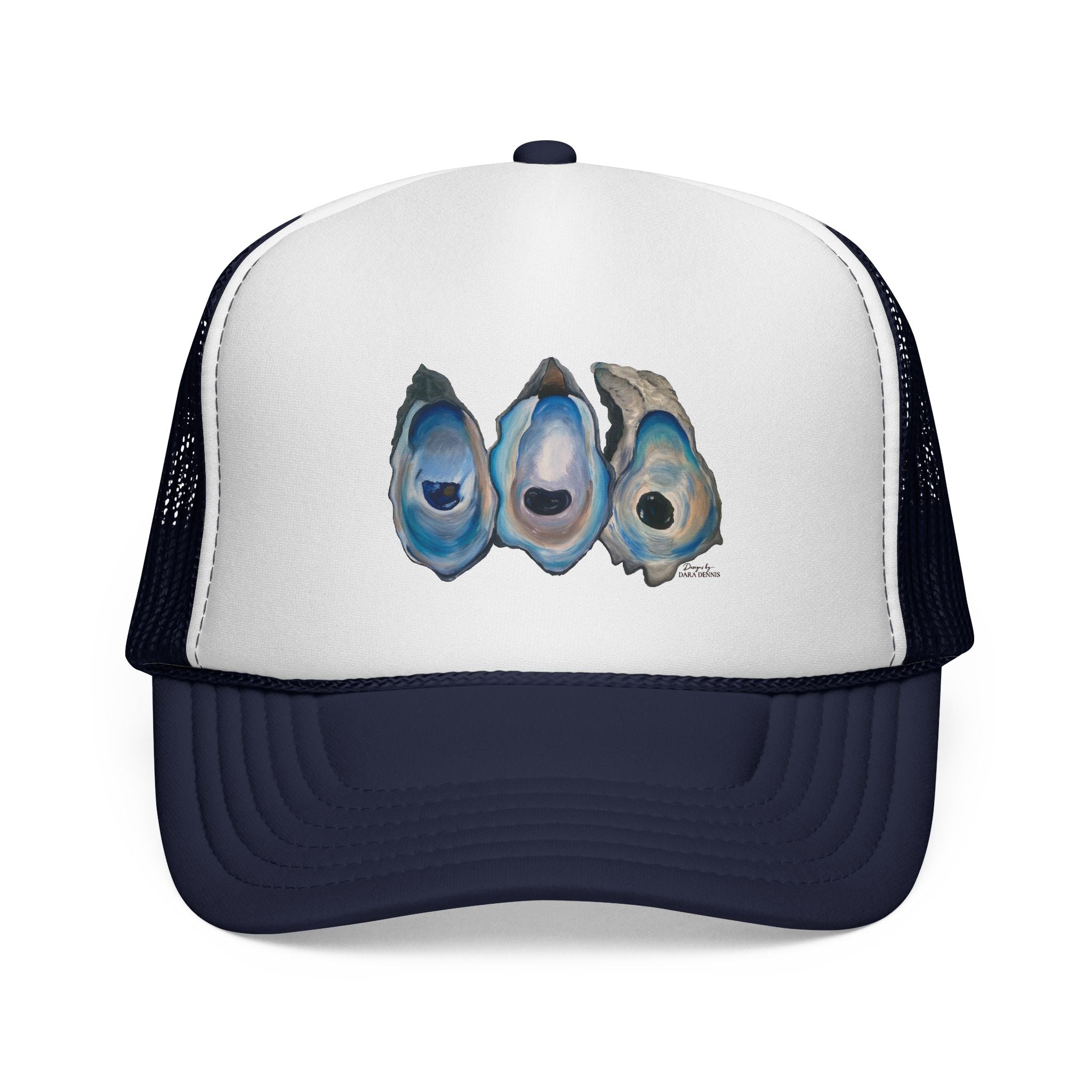 Oyster Shell Trucker Hat – Coastal Beachy Cap for Seafood Lovers