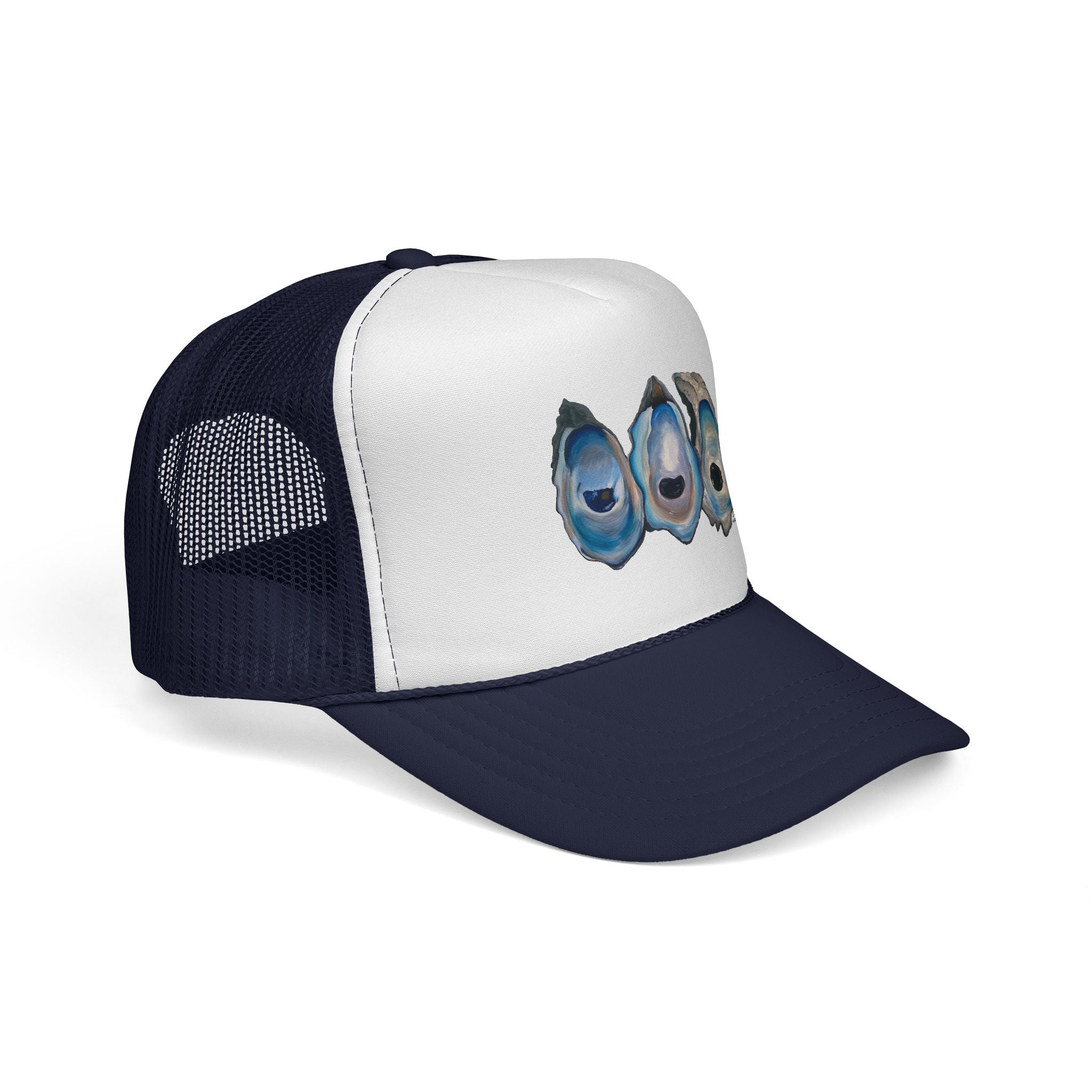 Oyster Shell Trucker Hat – Coastal Beachy Cap for Seafood Lovers