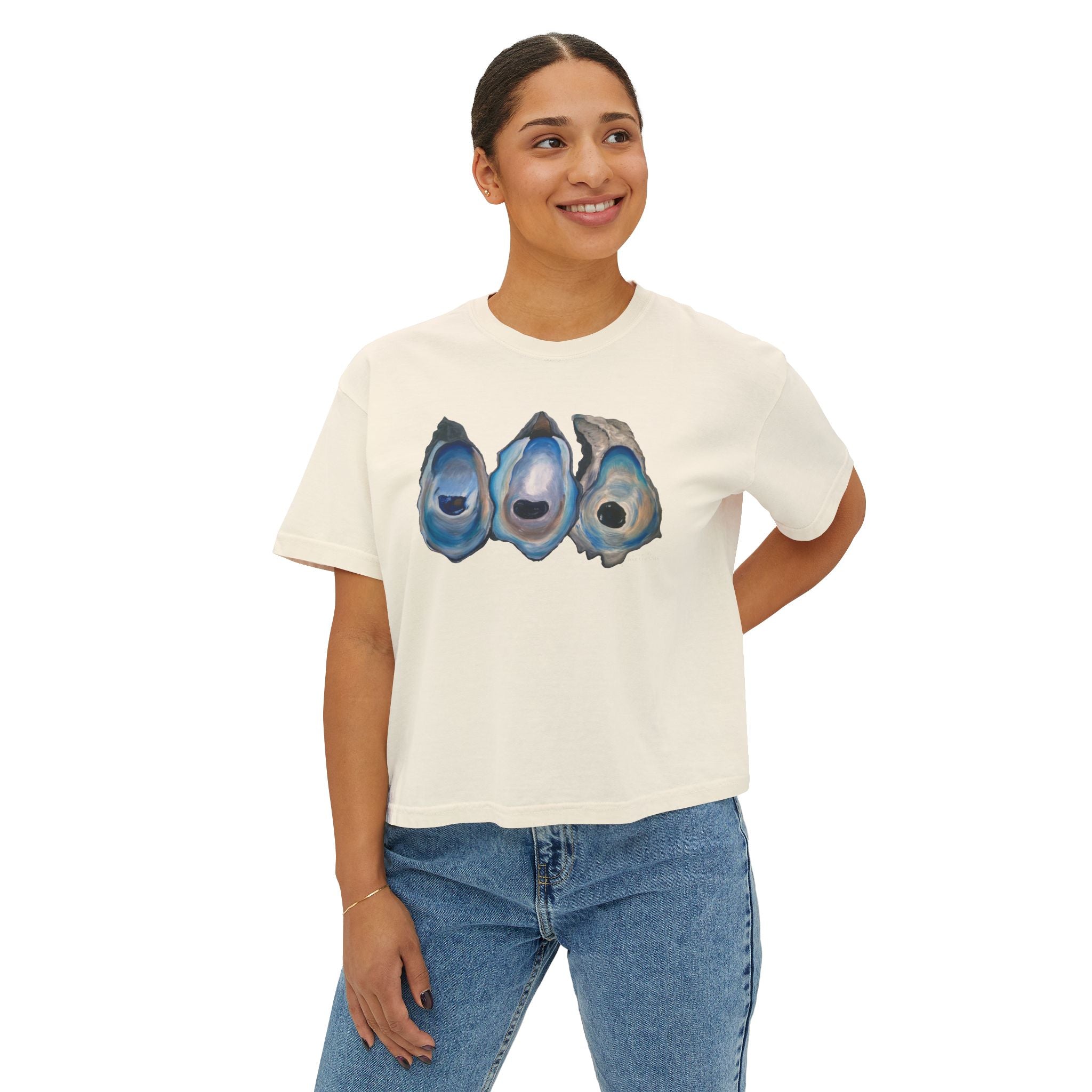 Oyster Shell Women's Boxy Tee (Comfort Color)